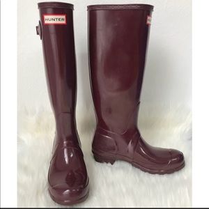 Hunter Rain Boots - Maroon/Burgundy, worn twice
